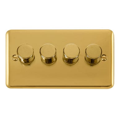 Curved Polished Brass 4 Gang 2 Way 400Va Dimmer Light Switch - SE Home