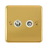 Curved Polished Brass Isolated Satellite & Isolated Coaxial Outlet - White Trim - SE Home