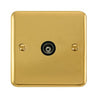 Curved Polished Brass Single Isolated Coaxial Outlet - Black Trim - SE Home