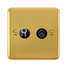 Curved Polished Brass Non-Isolated Satellite & Non-Isolated Coaxial Outlet - Black Trim - SE Home