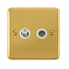 Curved Polished Brass Non-Isolated Satellite & Non-Isolated Coaxial Outlet - White Trim - SE Home
