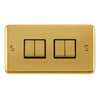 Curved Polished Brass 10AX Ingot 4 Gang 2 Way Light Switch - Black Trim - SE Home