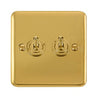 Curved Polished Brass 10AX 2 Gang 2 Way Toggle Light Switch - SE Home