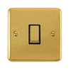 Curved Polished Brass 10AX Ingot 1 Gang Intermediate Light Switch - Black Trim - SE Home