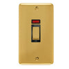 Curved Polished Brass 45A Ingot 2 Gang DP Switch With Neon - Black Trim - SE Home