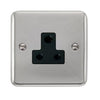 Curved Polished Chrome 5A Round Pin Socket - Black Trim - SE Home