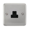 Curved Polished Chrome 2A Round Pin Socket - Black Trim - SE Home