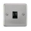 Curved Polished Chrome Single RJ11 (Irish/US) Outlet - Black Trim - SE Home