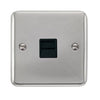 Curved Polished Chrome Single Telephone Outlet - Secondary - Black Trim - SE Home