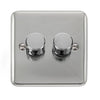 Curved Polished Chrome 2 Gang 2 Way 400Va Dimmer Switch - Black Trim - SE Home