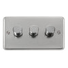 Curved Polished Chrome 3 Gang 2 Way 400Va Dimmer Switch - Black Trim - SE Home