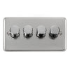 Curved Polished Chrome 4 Gang 2 Way 400Va Dimmer Switch - Black Trim - SE Home