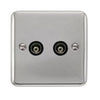 Curved Polished Chrome Twin Isolated Coaxial Outlet - Black Trim - SE Home