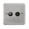 Curved Polished Chrome Non-Isolated Satellite & Non-Isolated Coaxial Outlet - Black Trim - SE Home