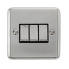 Curved Polished Chrome 10AX Ingot 3 Gang 2 Way Plate Switch - Black Trim - SE Home