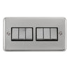 Curved Polished Chrome 10AX Ingot 6 Gang 2 Way Plate Switch - Black Trim - SE Home