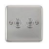 Curved Polished Chrome 10AX 2 Gang 2 Way Toggle Switch - Black Trim - SE Home