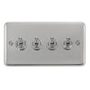 Curved Polished Chrome 10AX 4 Gang 2 Way Toggle Switch - Black Trim - SE Home