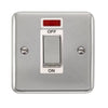 Curved Polished Chrome 45A Ingot 1 Gang DP Switch With Neon - White Trim - SE Home