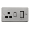 Curved Polished Chrome 45A Ingot 2 Gang DP Switch With 13A DP Switched Socket - Black Trim - SE Home