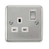 Curved Polished Chrome 13A Ingot 1 Gang DP Switched Socket - White Trim - SE Home
