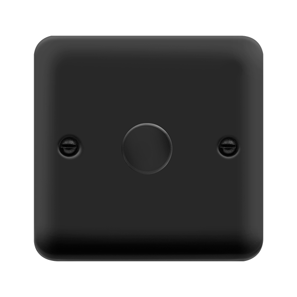 Curved Matt Black 1 Gang 2 Way 400Va Dimmer Light Switch - Black Trim - SE Home
