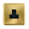 Curved Satin Brass 5A Round Pin Socket - Black Trim - SE Home