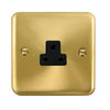 Curved Satin Brass 2A Round Pin Socket - Black Trim - SE Home