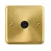 Curved Satin Brass Single Coaxial Outlet - Black Trim - SE Home