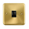 Curved Satin Brass Single RJ11 (Irish/US) Outlet - Black Trim - SE Home