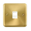 Curved Satin Brass Single RJ11 (Irish/US) Outlet - White Trim - SE Home