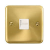 Curved Satin Brass Single Telephone Outlet - Master - White Trim - SE Home