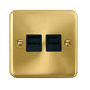 Curved Satin Brass Twin Telephone Outlet - Master - Black Trim - SE Home