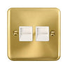 Curved Satin Brass Twin Telephone Outlet - Master - White Trim - SE Home