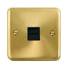 Curved Satin Brass Single Telephone Outlet - Secondary - Black Trim - SE Home