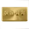 Curved Satin Brass 4 Gang 2 Way LED 100W Trailing Edge Dimmer Light Switch - SE Home