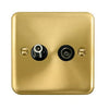 Curved Satin Brass Non-Isolated Satellite & Non-Isolated Coaxial Outlet - Black Trim - SE Home