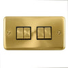 Curved Satin Brass 10AX Ingot 4 Gang 2 Way Light Switch - Black Trim - SE Home
