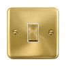 Curved Satin Brass 10AX Ingot 1 Gang Intermediate Light Switch - White Trim - SE Home