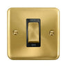 Curved Satin Brass 45A Ingot 1 Gang DP Switch - Black Trim - SE Home