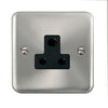 Curved Satin Chrome 5A Round Pin Socket - Black Trim - SE Home