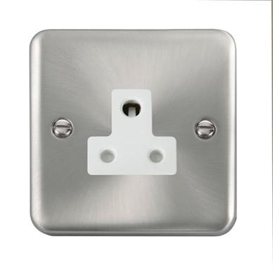 Curved Satin Chrome 5A Round Pin Socket - White Trim - SE Home
