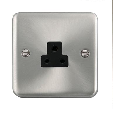 Curved Satin Chrome 2A Round Pin Socket - Black Trim - SE Home