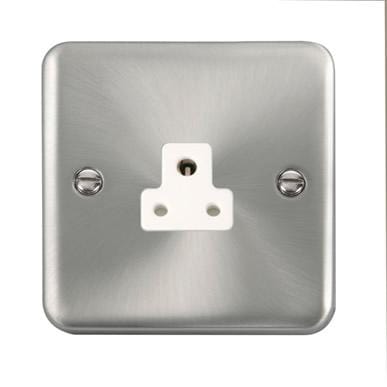 Curved Satin Chrome 2A Round Pin Socket - White Trim - SE Home
