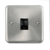 Curved Satin Chrome Single RJ11 (Irish/US) Outlet - Black Trim - SE Home