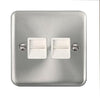 Curved Satin Chrome Twin Telephone Outlet - Master - White Trim - SE Home