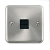 Curved Satin Chrome Single Telephone Outlet - Secondary - Black Trim - SE Home
