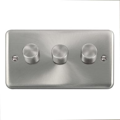 Curved Satin Chrome 3 Gang 2 Way 400Va Dimmer Switch - SE Home