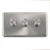 Curved Satin Chrome 3 Gang 2 Way 400Va Dimmer Switch - SE Home