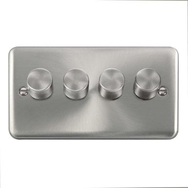 Curved Satin Chrome 4 Gang 2 Way 400Va Dimmer Switch - SE Home